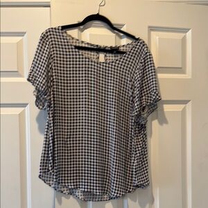 Torrid navy blue and White Flutter Sleeve Blouse